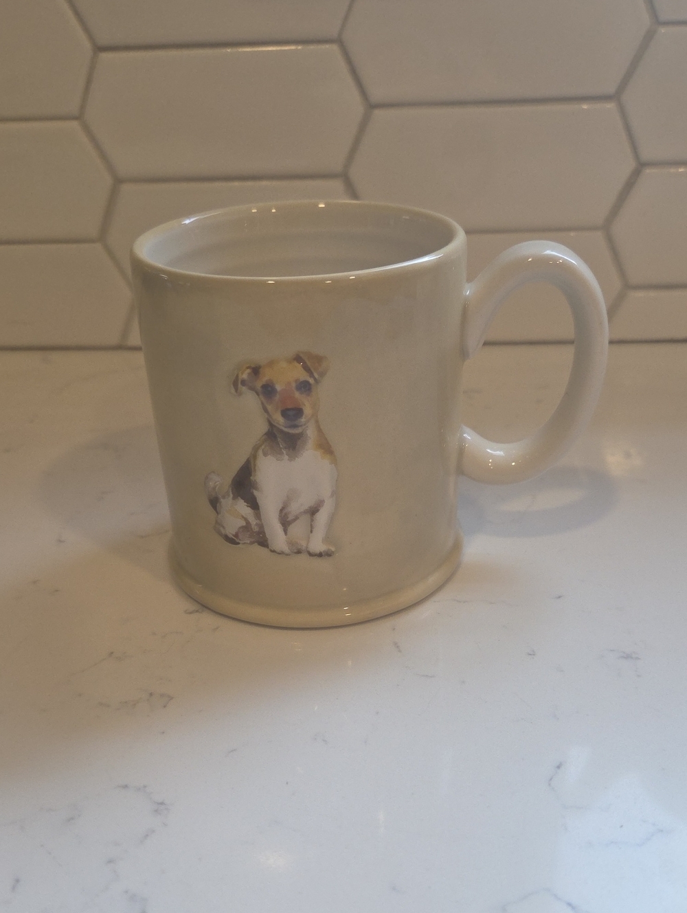 Cream Ceramic Dog Mug with Jack Russell Illustration - Pet Lover Gift